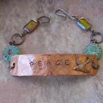 Ooak Copper Bracelet - Peace Bracelet