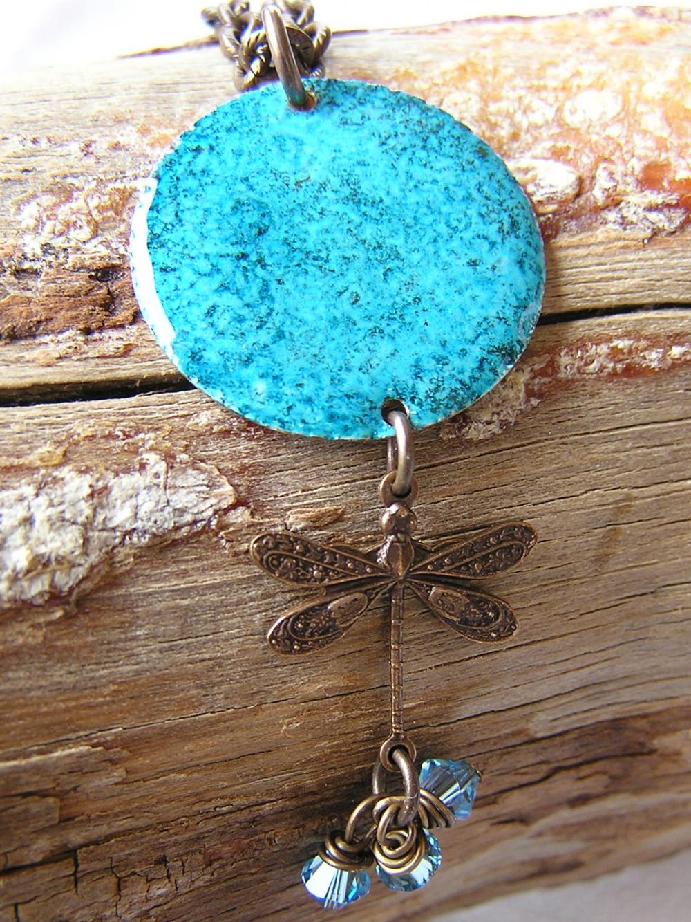 Altered Metal Dragonfly Crystal Necklace